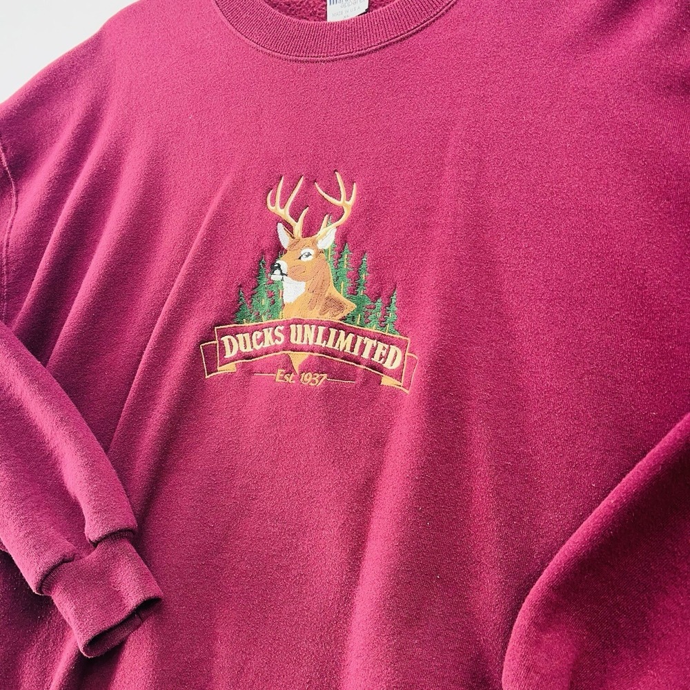 Vintage Duks Unlimited Embroidery Crewneck Sweatshirt Made In USA Size Men's XL